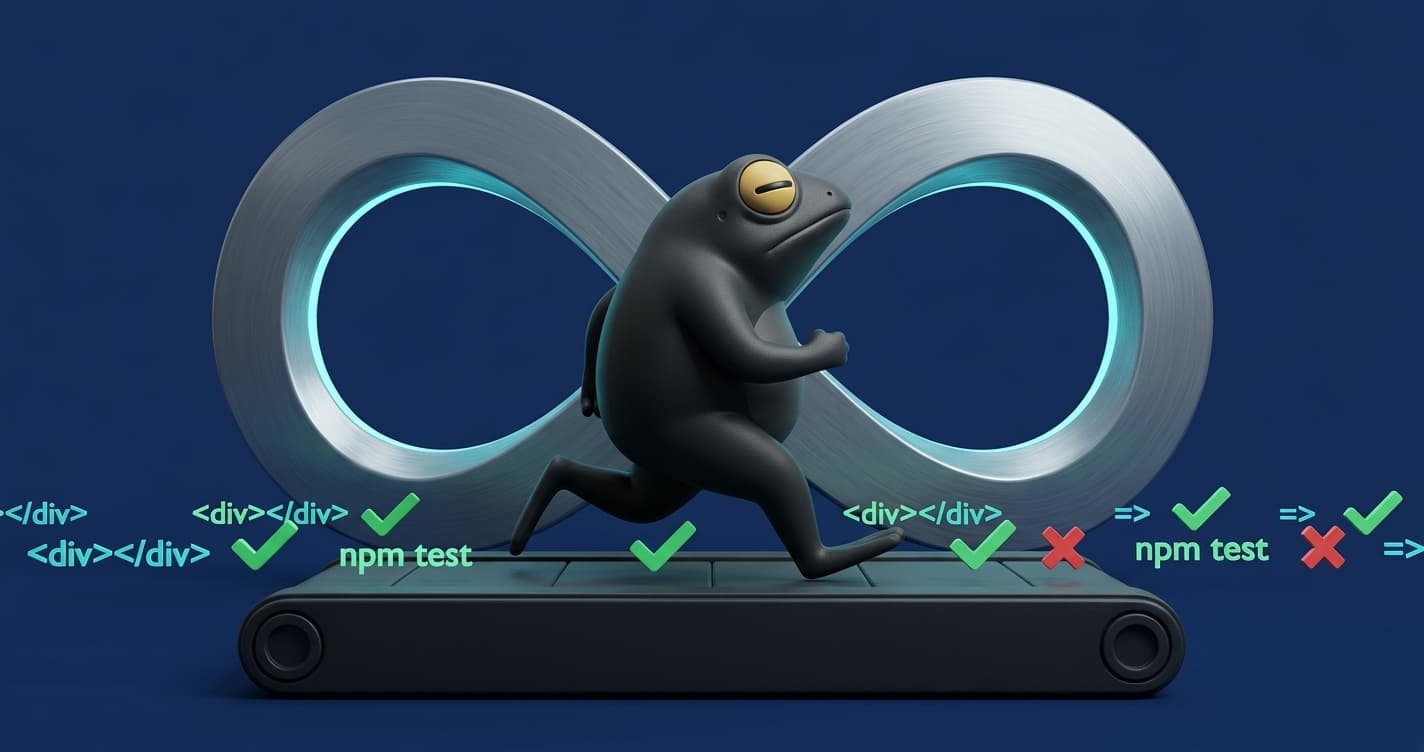 Continuous testing cycle showing Code, Test, Deploy, Ship stages in a test automation pipeline with confidence checkmark