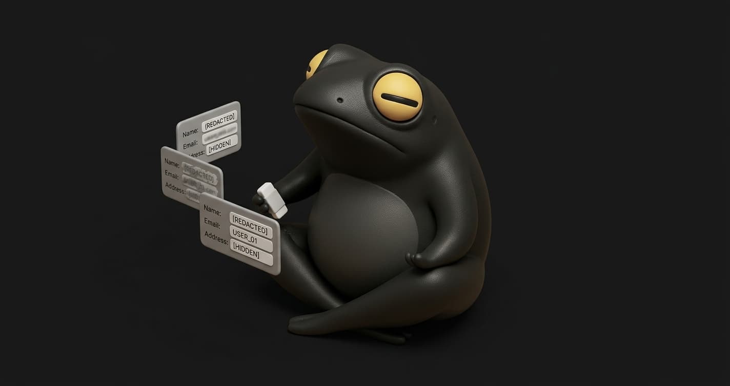 Data anonymization diagram showing production customer records being transformed into masked, pseudonymized, and synthetic test data across dev and staging environments