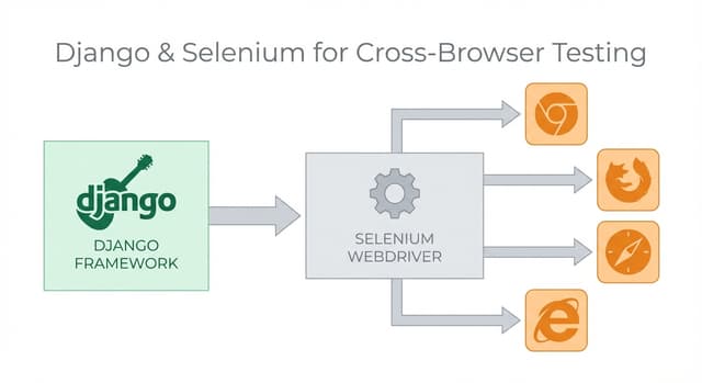 Django and Selenium WebDriver integration showing cross-browser automated testing for Python web applications