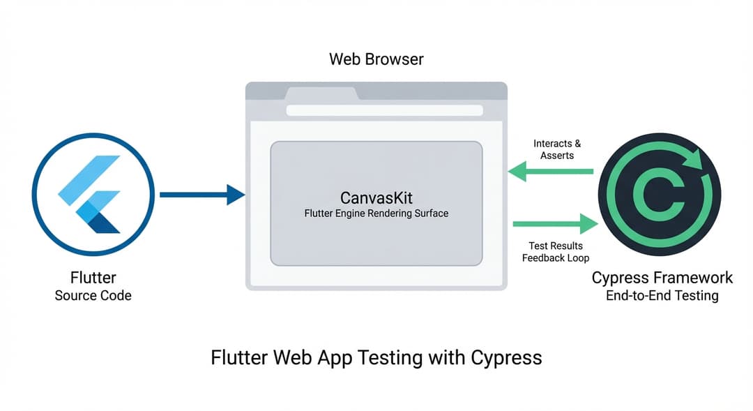 How to test Flutter web apps with Cypress - architecture diagram