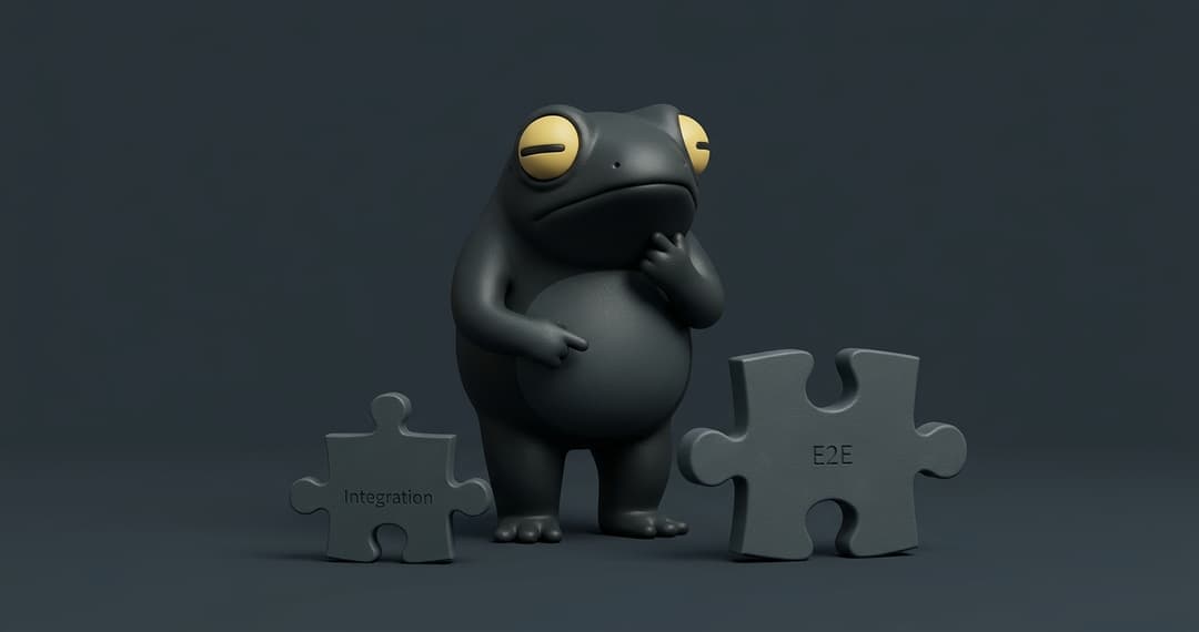 Integration testing vs E2E testing comparison diagram showing testing pyramid with unit tests at base, integration tests in middle, and end-to-end tests at top, plus decision framework flowchart