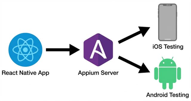 React Native and Appium mobile testing framework integration showing iOS and Android automated testing workflow