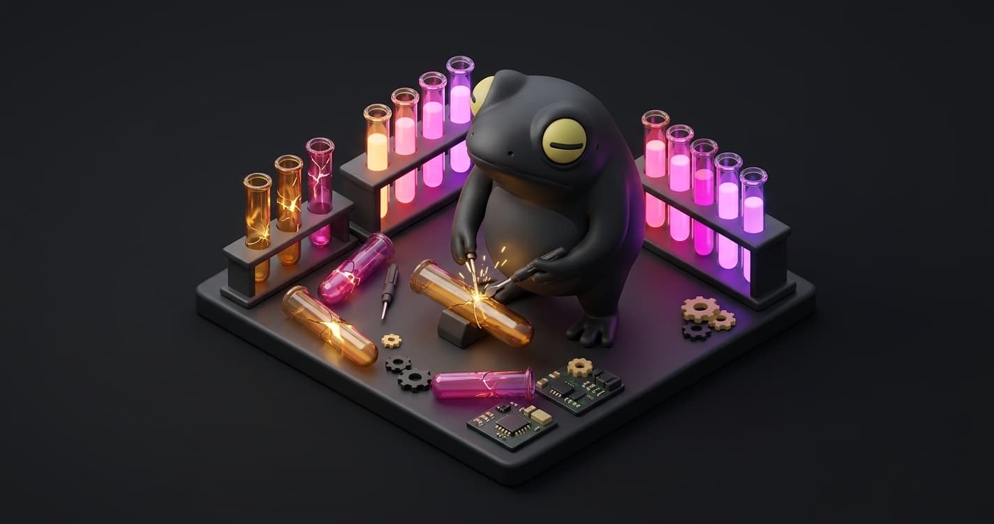 AI agent automatically repairing a broken test selector after a UI change, showing the self-healing test automation cycle of detect, adapt, and verify