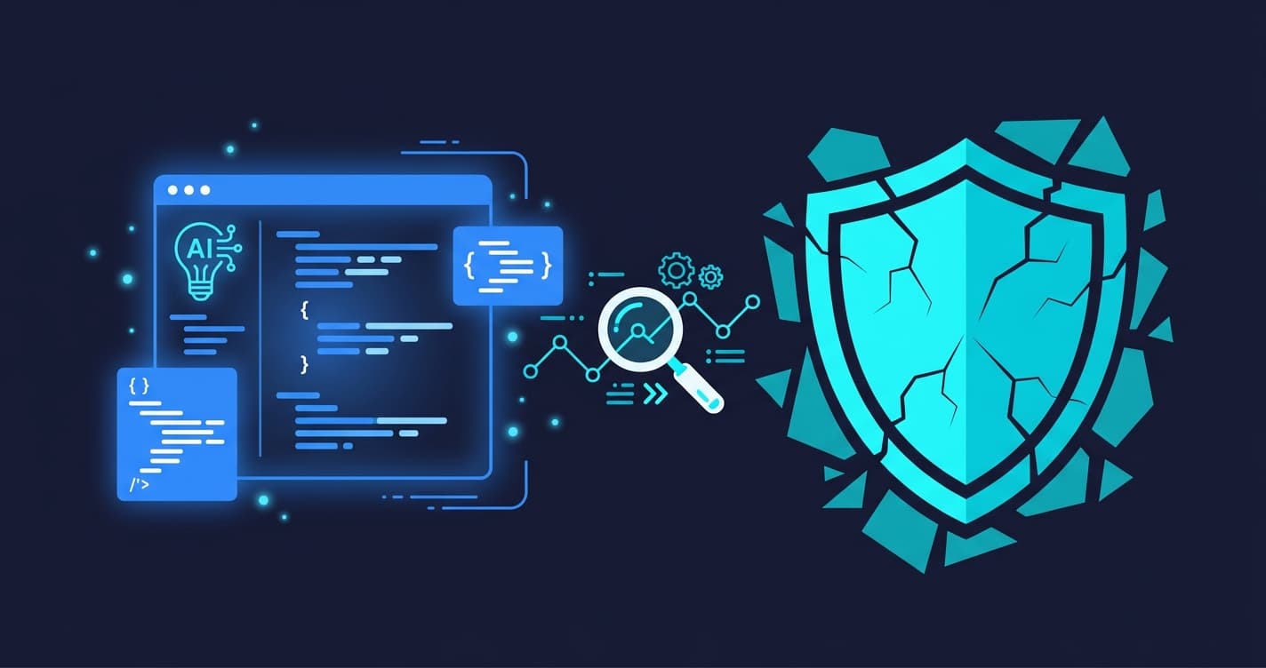 Startup founder navigating vibe coding security risks with a testing layer bridging the gap between AI code generation and safe production deployment
