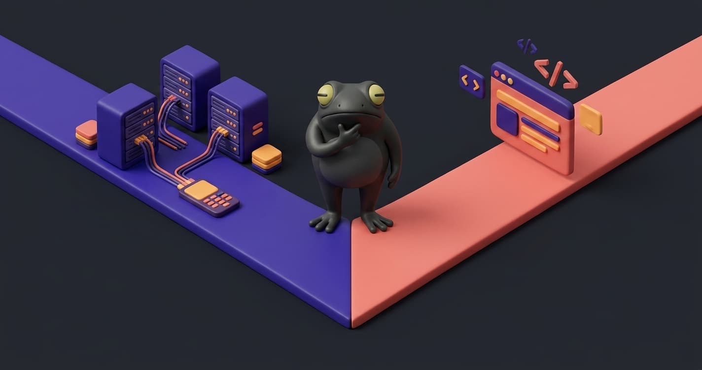 WebdriverIO and Cypress logos split by a philosophical divide, representing two fundamentally different worldviews for browser testing