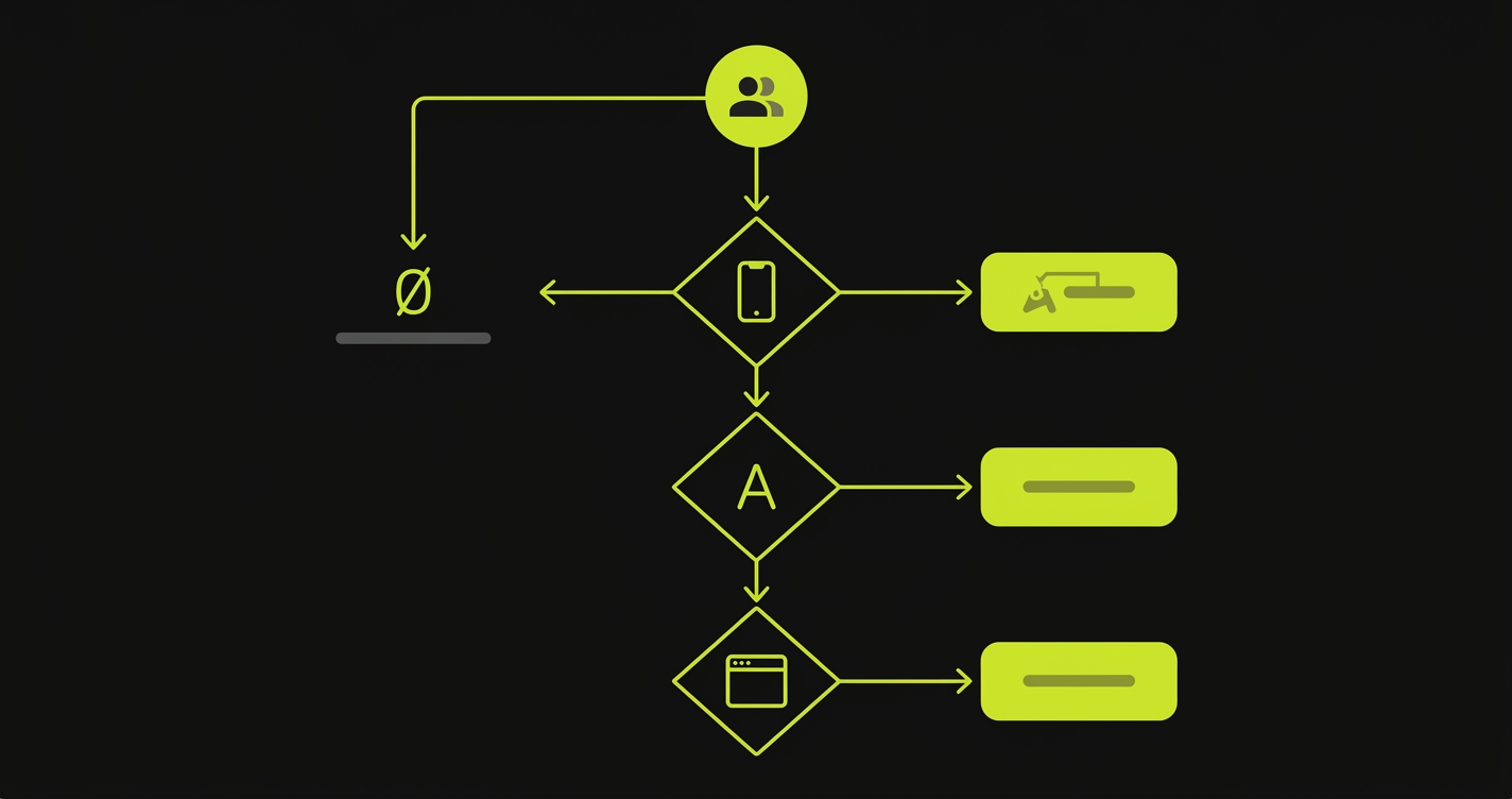 Decision flowchart for choosing between Appium, XCUITest, or Autonoma based on team profile, language skills, platform coverage, and WebView content
