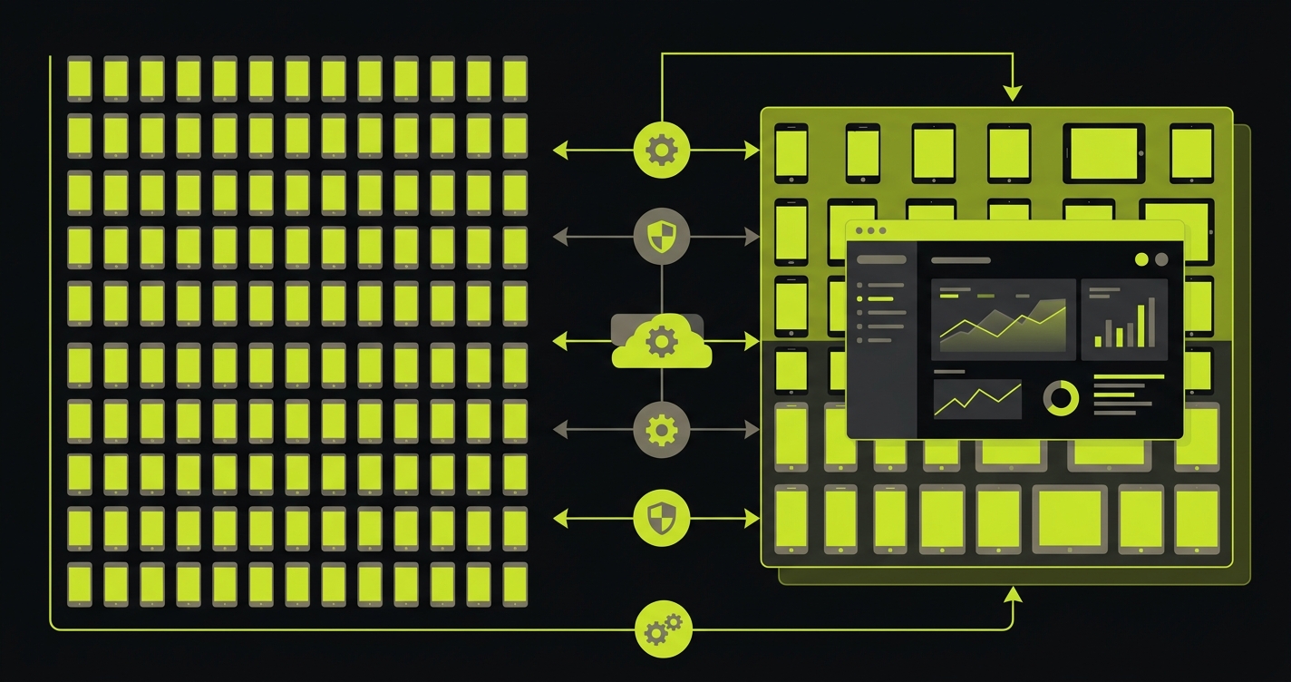 Side-by-side comparison of two cloud testing platforms showing device farm scale versus analytics depth