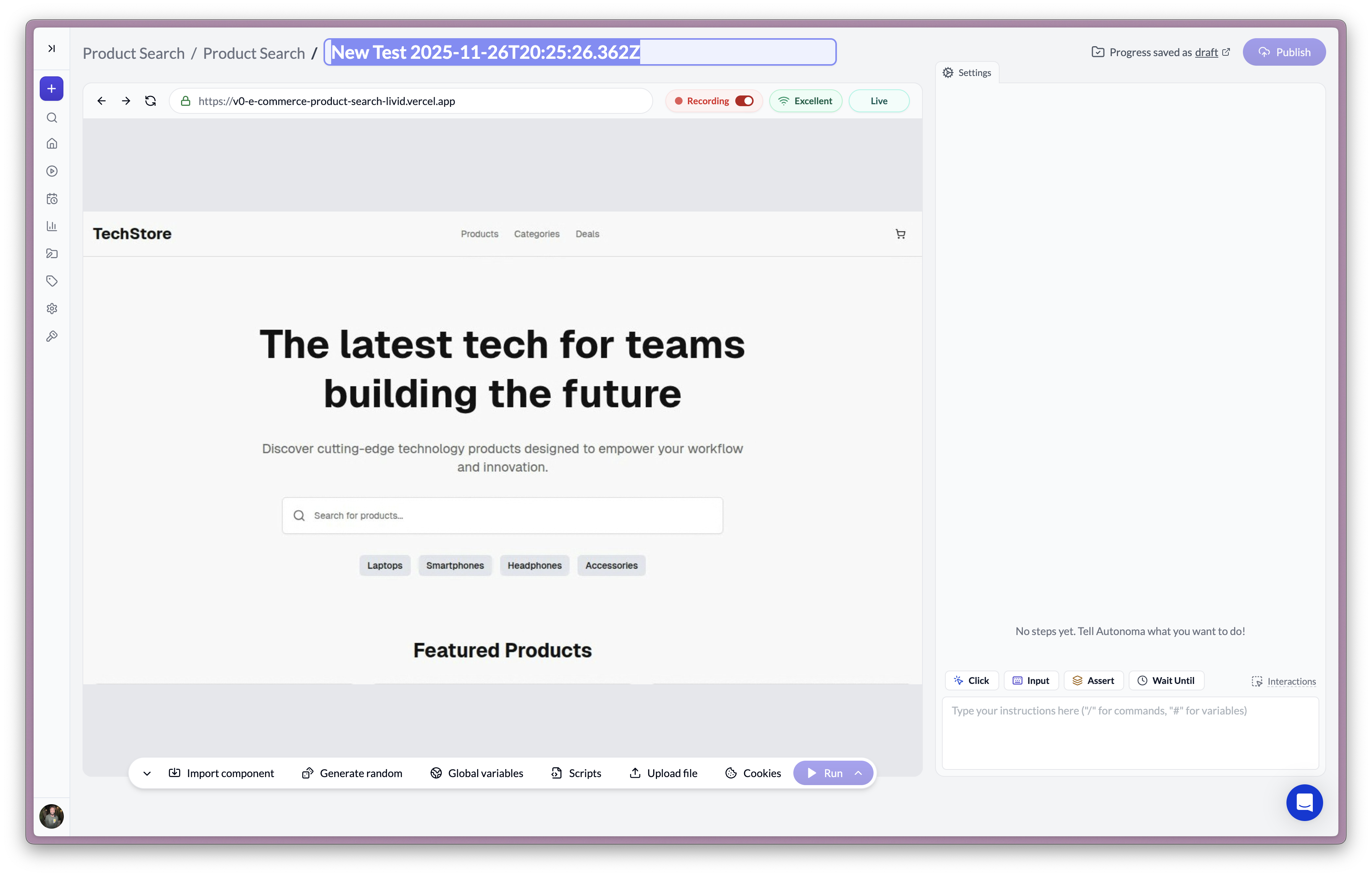 About to create the test