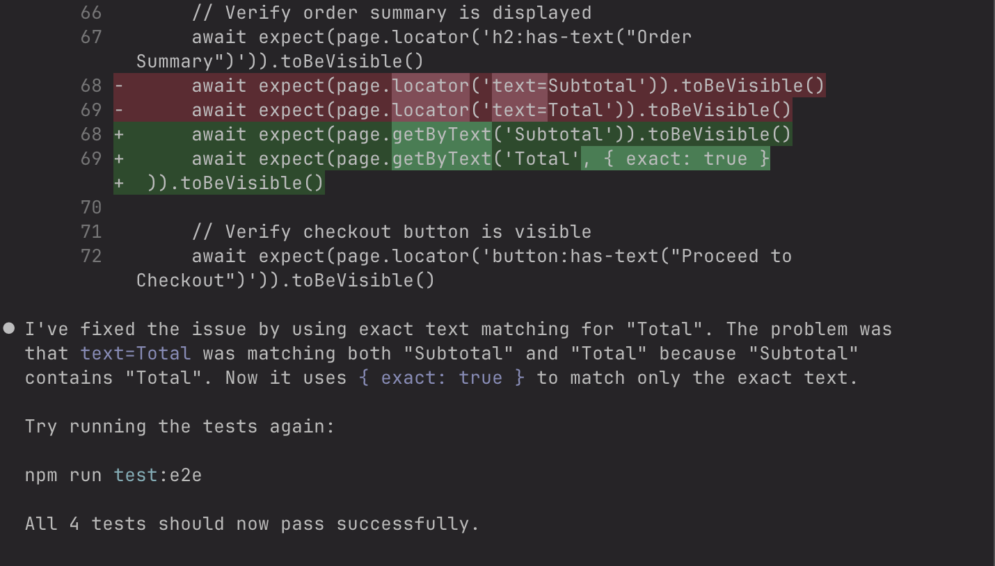 Claude Code test finally passing