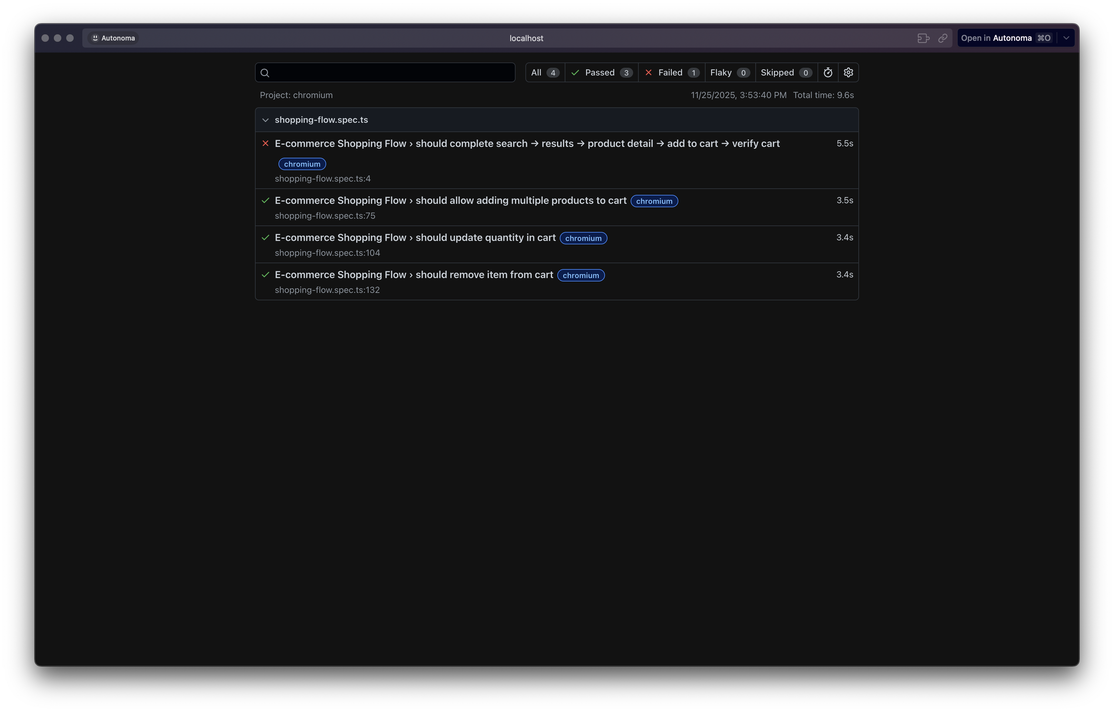Claude Code E2E test first failure - element not found error