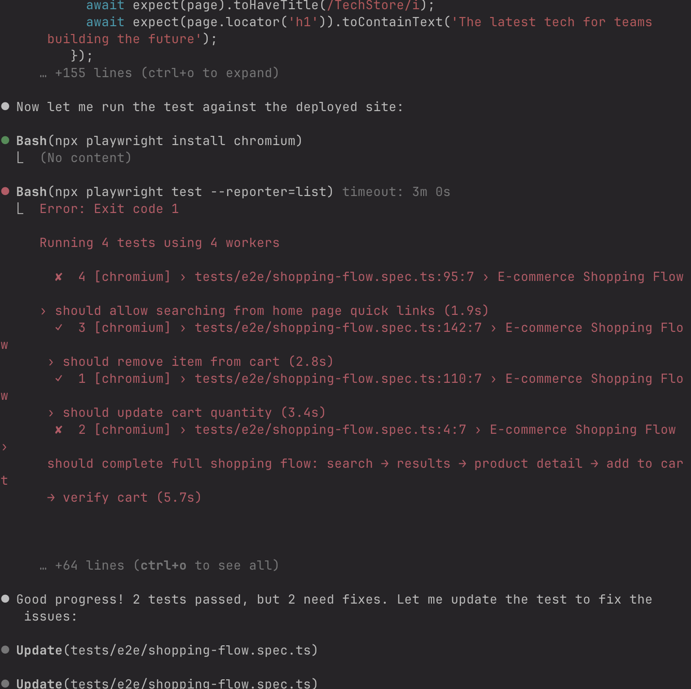 Claude running tests itself