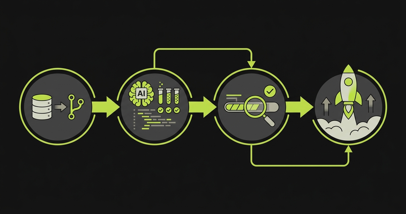 Timeline showing four migration phases from Connect Repo through Go Live