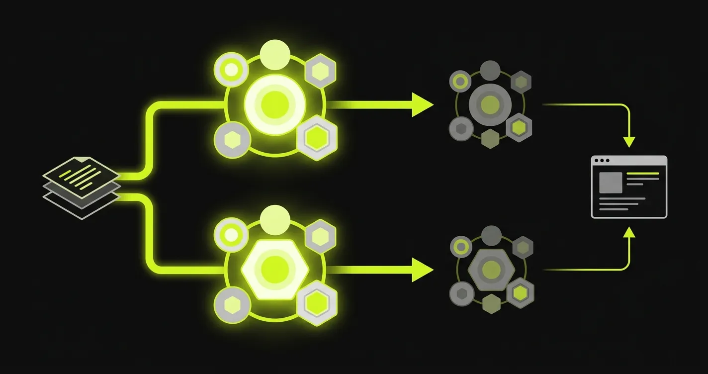 Diagram of Autonoma's four-agent architecture: a Planner and Diffs Agent reading the codebase, handing off to an Executor and Reviewer running tests against a live preview environment